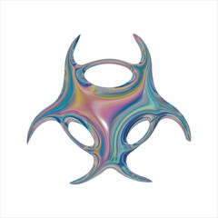 realistic 3D metal shape in y2k style with rainbow refraction