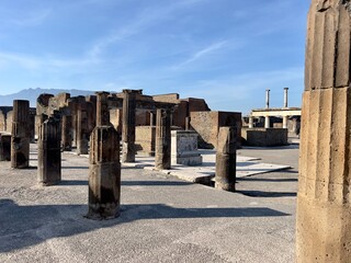 ruins of the ancient roman forum. Ruins of Pompeii without people. Pompeii, Campania, Italy - obrazy, fototapety, plakaty