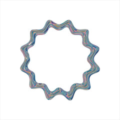 realistic 3D metal shape with rainbow refraction in y2k style on transparent background