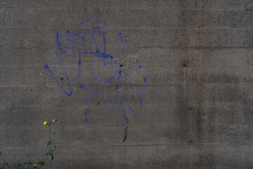 落書きされた壁、スプレー落書き、いたずら描きされたコンクリートの塀