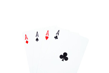 Set of ace cards on transparent background - playing cards