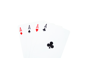 Set of ace cards on transparent background - playing cards