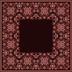 Vector abstract decorative ethnic ornamental border illustration. Monochrome carpet frame