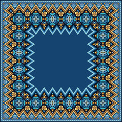 Vector abstract decorative ethnic ornamental border illustration. Colorful carpet frame - obrazy, fototapety, plakaty