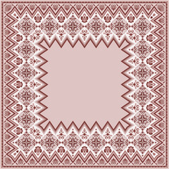 Vector abstract decorative ethnic ornamental border illustration. Monochrome carpet frame