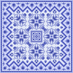 Vector abstract decorative ethnic ornamental illustration. Monochrome square carpet