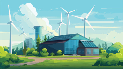 Sustainable clean industrial factory renewable ener - obrazy, fototapety, plakaty