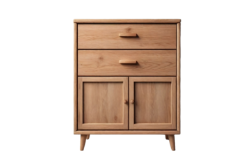 Brown wooden wardrobe cabinet on transparent background. 