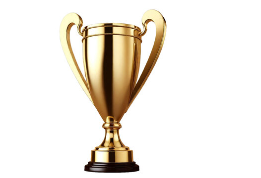 Winner golden trophy cup on transparent background. Triumph champions, celebration sports winner awards.