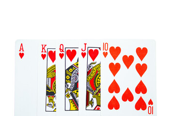 Set of royal flush cards on transparent background - playing cards