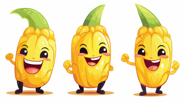 Sweet corn cartoon character mascot design 2d flat
