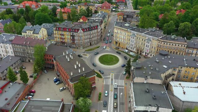 Plac Jagielly Roundabout Klodzko Rondo Aerial View Poland