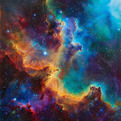 Obraz na płótnie Canvas A colorful galaxy with a bright orange star in the center
