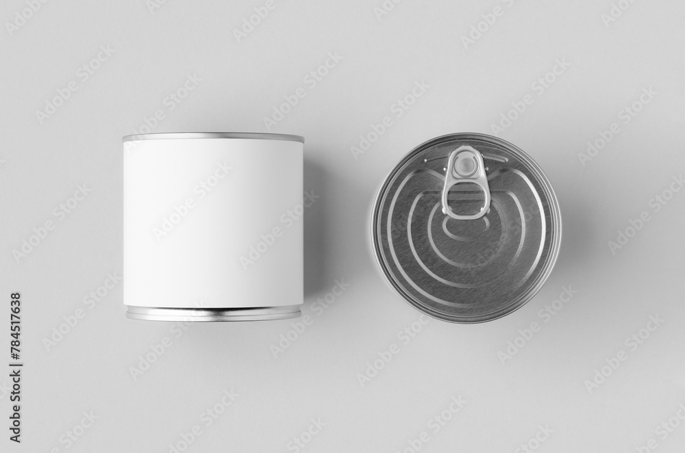 Wall mural food tin can packaging mockup, medium size.