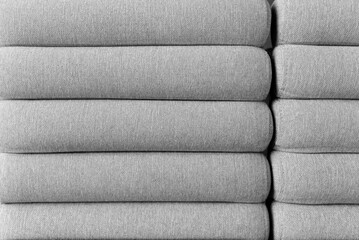 texture of sofa pillows, gray fabric, pillow