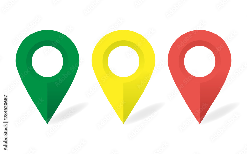 Poster set of colorful map pointers