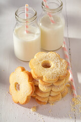 Sweet and tasty butter cookies as after school milky snack.