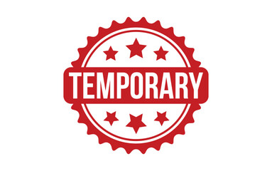 Temporary Stamp. Red Temporary Rubber grunge Stamp