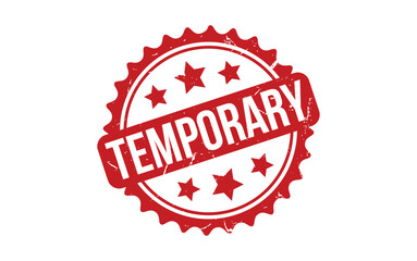 Temporary Stamp. Red Temporary Rubber grunge Stamp