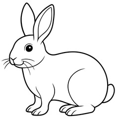 Hand drawn bunny outline illustration silhouette vector logo icon.