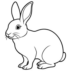 Hand drawn bunny outline illustration silhouette vector logo icon.
