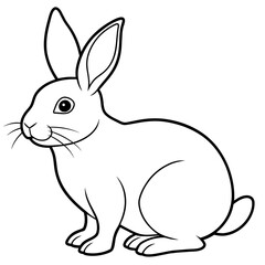 Hand drawn bunny outline illustration silhouette vector logo icon.