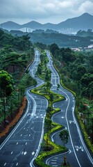 Fototapeta premium High-tech cycling paths, energy generating bike lanes, promoting green transportation 