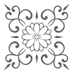 Heraldic beautiful pattern with a flower. Floral element for print