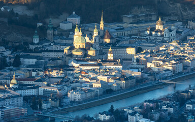 Historic city centre of Salzburg early in the morning