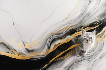Marble cat design - obrazy, fototapety, plakaty