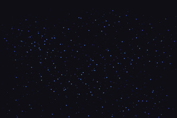Sparkling blue particles background. Glowing dust bokeh confetti and sparkle overlay texture on dark background