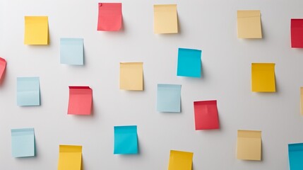 Notes adhered to a white wall