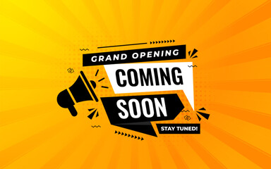 Grapnd opening Coming soon with megaphone design post sale banner template.