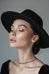 Elegant Woman in Black Hat