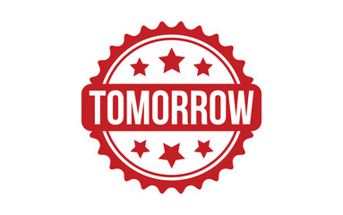 Tomorrow Stamp. Red Tomorrow Rubber grunge Stamp