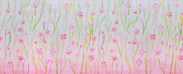 paintings with watercolor flowering on delicate seamless background texture for textile prints, for...