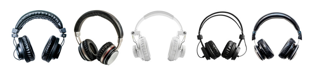 Fototapeta na wymiar High quality headphones collection isolated on transparent background.