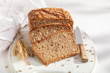Small loaf of rye bread perfect for a balanced breakfast.