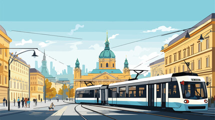The city of vienna in austria .. 2d flat cartoon va - obrazy, fototapety, plakaty
