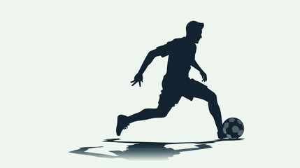 The man playing football silhouette vector 2d flat