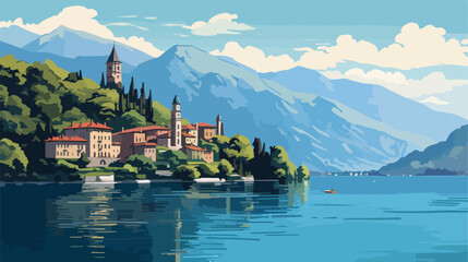 The most beautiful lake on the world Como Lake. Lom - obrazy, fototapety, plakaty