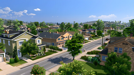Fototapeta na wymiar Strategic Town Planning Simulation Environment in Sims 3 Powered by an Advanced Mod