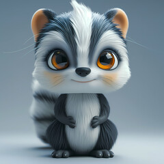 Fototapeta premium A cute and happy baby skunk 3d illustration
