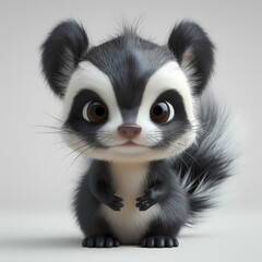 A cute and happy baby skunk 3d illustration