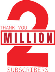2 Million subscribers achivement symbol design for social media. Vector illustration. EPS