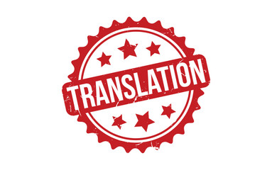 Translation Stamp. Red Translation Rubber grunge Stamp