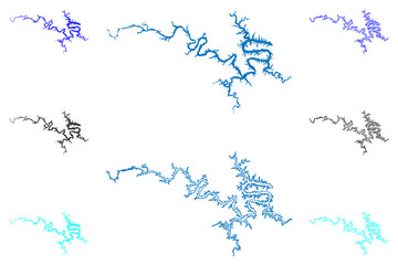 Ozarks Lake (United States of America, Missouri) map vector illustration, scribble sketch Reservoir Ozarks Dam map