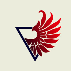 wing in triangle color logo design