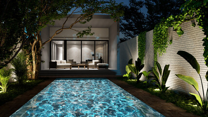 Large luxury modern bright interiors Living room mockup illustration 3D rendering image - 784530062