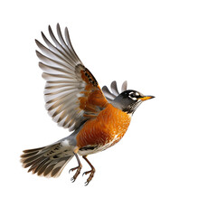 Obraz premium American Robin in Flight on Transparent Background
